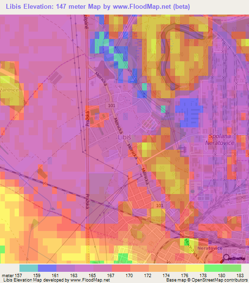 Libis,Czech Republic Elevation Map