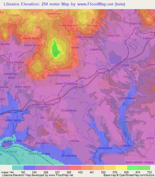 Libesice,Czech Republic Elevation Map
