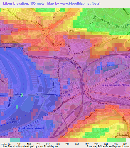 Liben,Czech Republic Elevation Map