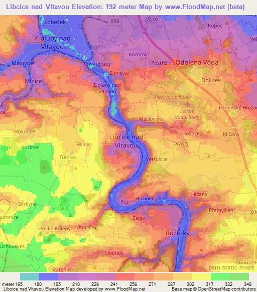 Libcice nad Vltavou,Czech Republic Elevation Map