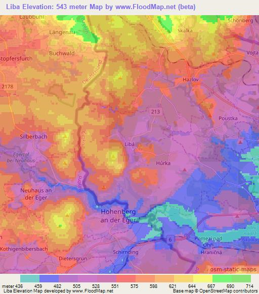 Liba,Czech Republic Elevation Map