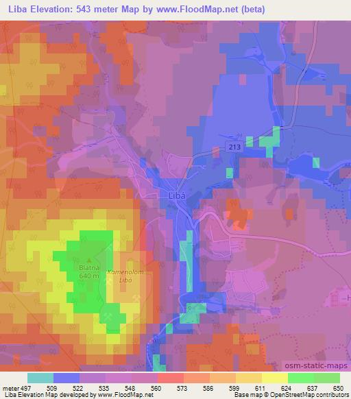 Liba,Czech Republic Elevation Map