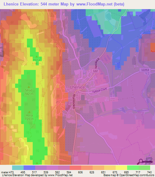 Lhenice,Czech Republic Elevation Map