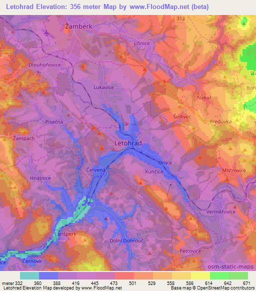 Letohrad,Czech Republic Elevation Map