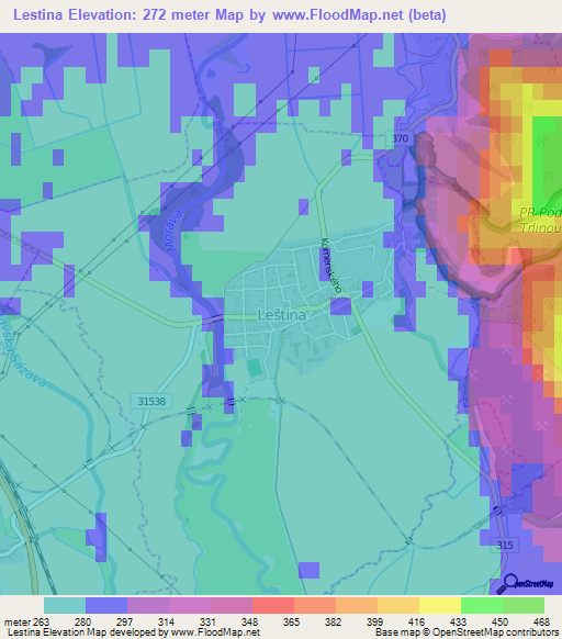 Lestina,Czech Republic Elevation Map