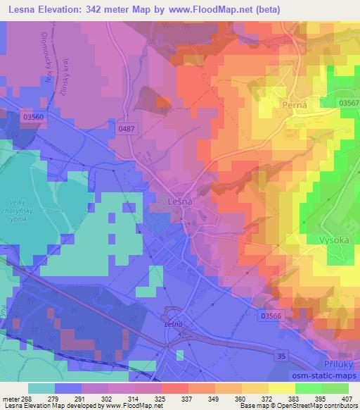 Lesna,Czech Republic Elevation Map