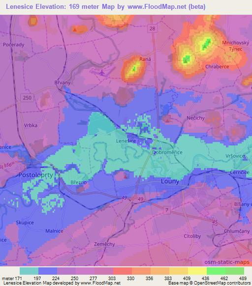 Lenesice,Czech Republic Elevation Map