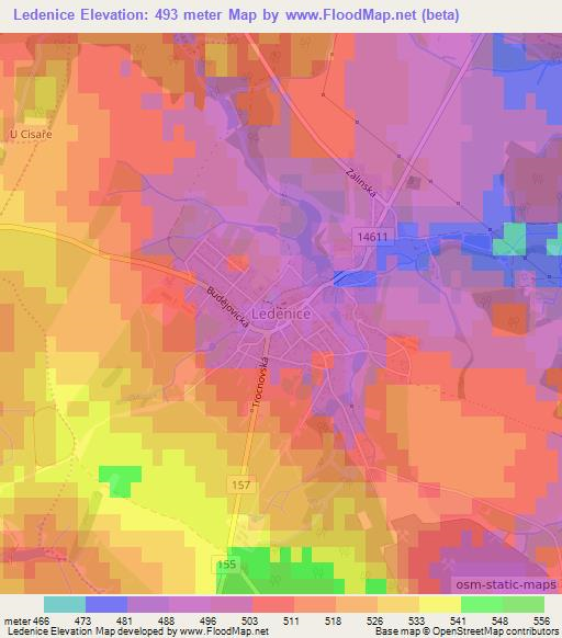 Ledenice,Czech Republic Elevation Map