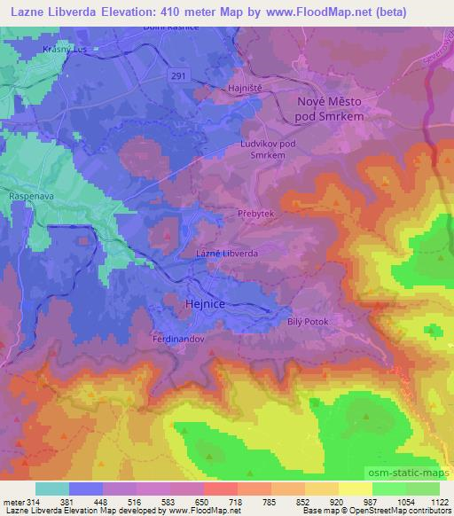 Lazne Libverda,Czech Republic Elevation Map