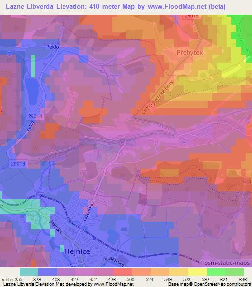 Lazne Libverda,Czech Republic Elevation Map