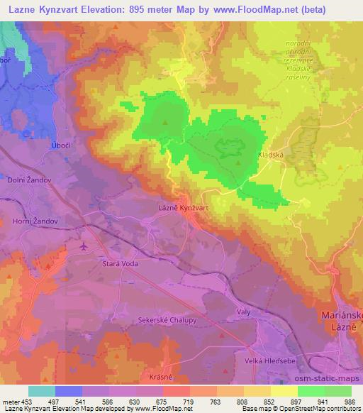 Lazne Kynzvart,Czech Republic Elevation Map