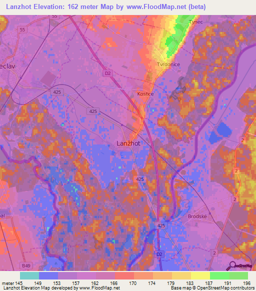 Lanzhot,Czech Republic Elevation Map