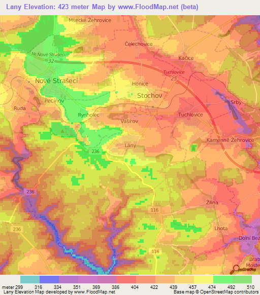 Lany,Czech Republic Elevation Map