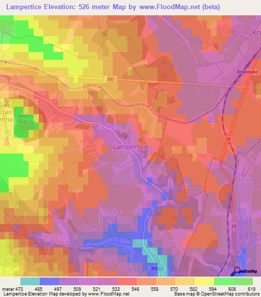 Lampertice,Czech Republic Elevation Map