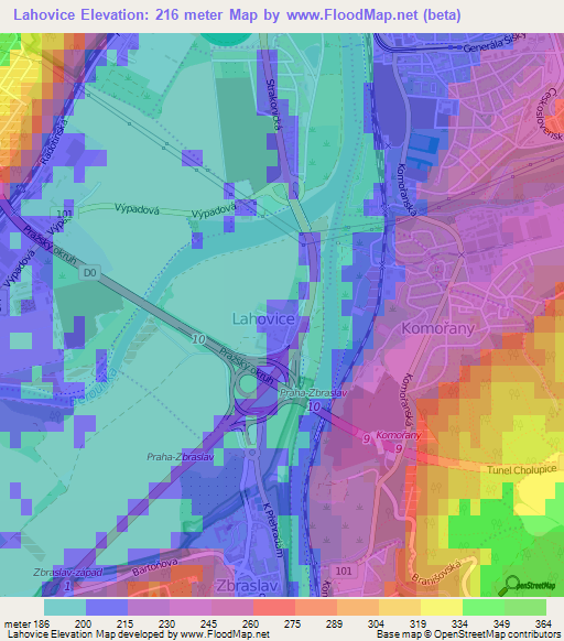 Lahovice,Czech Republic Elevation Map