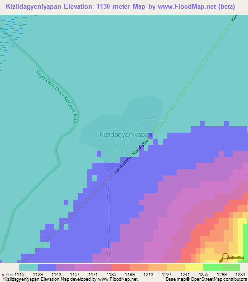 Kizildagyeniyapan,Turkey Elevation Map