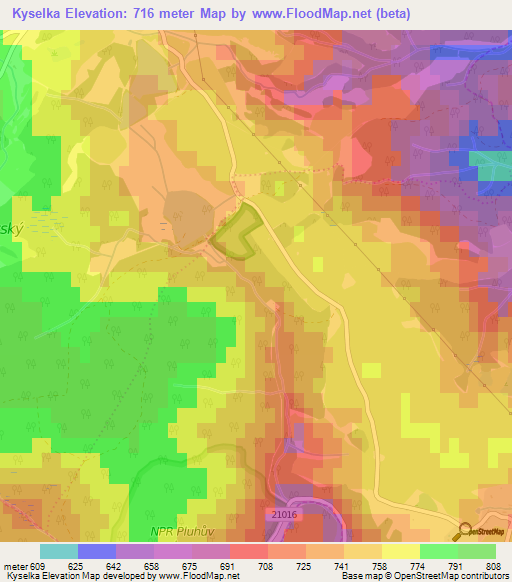 Kyselka,Czech Republic Elevation Map