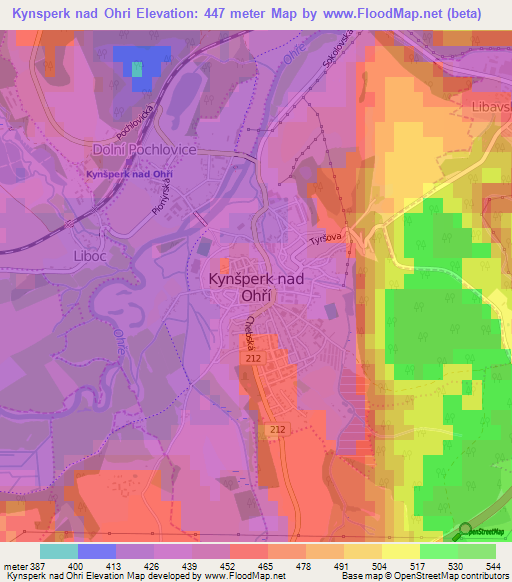 Kynsperk nad Ohri,Czech Republic Elevation Map