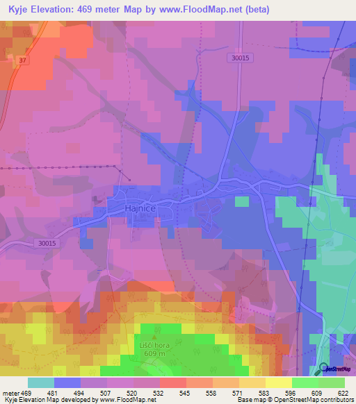 Kyje,Czech Republic Elevation Map