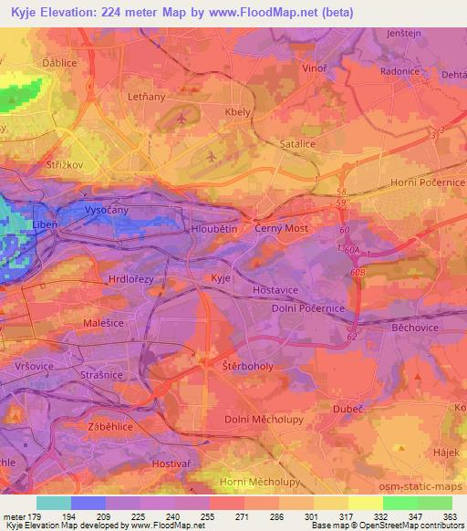 Kyje,Czech Republic Elevation Map
