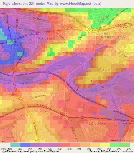 Kyje,Czech Republic Elevation Map