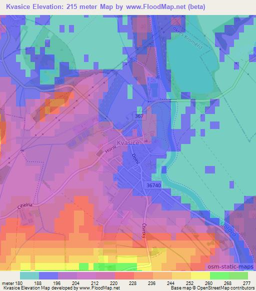 Kvasice,Czech Republic Elevation Map