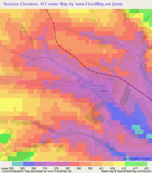 Kuncina,Czech Republic Elevation Map