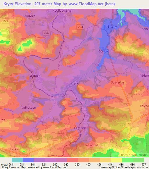 Kryry,Czech Republic Elevation Map