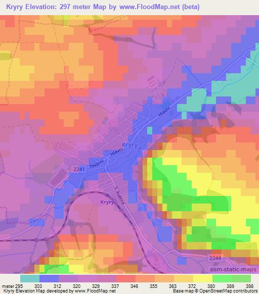 Kryry,Czech Republic Elevation Map