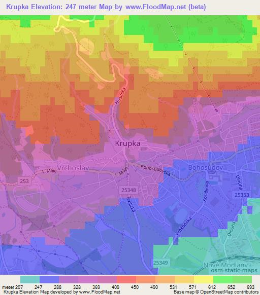 Krupka,Czech Republic Elevation Map