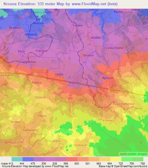Krouna,Czech Republic Elevation Map