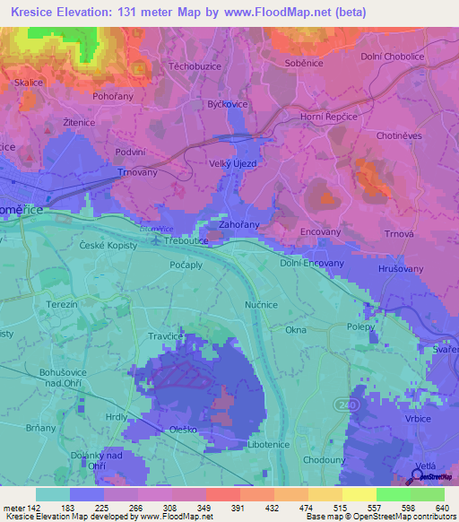 Kresice,Czech Republic Elevation Map