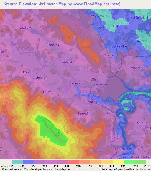 Kremze,Czech Republic Elevation Map