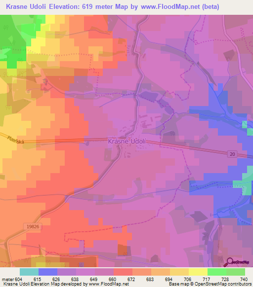 Krasne Udoli,Czech Republic Elevation Map