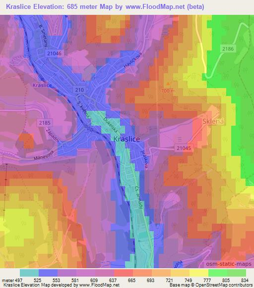 Kraslice,Czech Republic Elevation Map