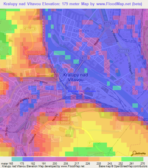 Kralupy nad Vltavou,Czech Republic Elevation Map