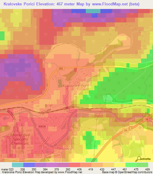 Kralovske Porici,Czech Republic Elevation Map