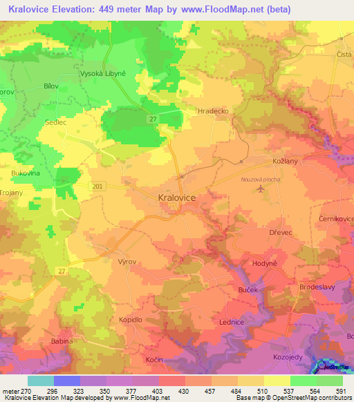 Kralovice,Czech Republic Elevation Map