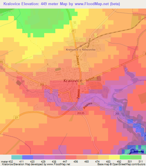 Kralovice,Czech Republic Elevation Map