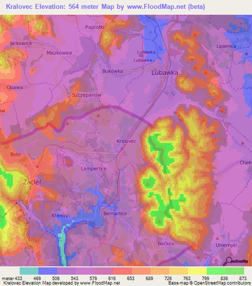Kralovec,Czech Republic Elevation Map