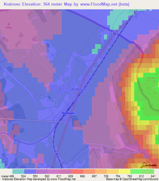 Kralovec,Czech Republic Elevation Map