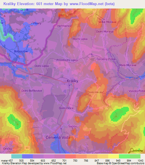 Kraliky,Czech Republic Elevation Map