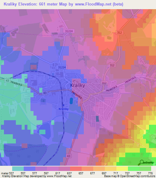 Kraliky,Czech Republic Elevation Map
