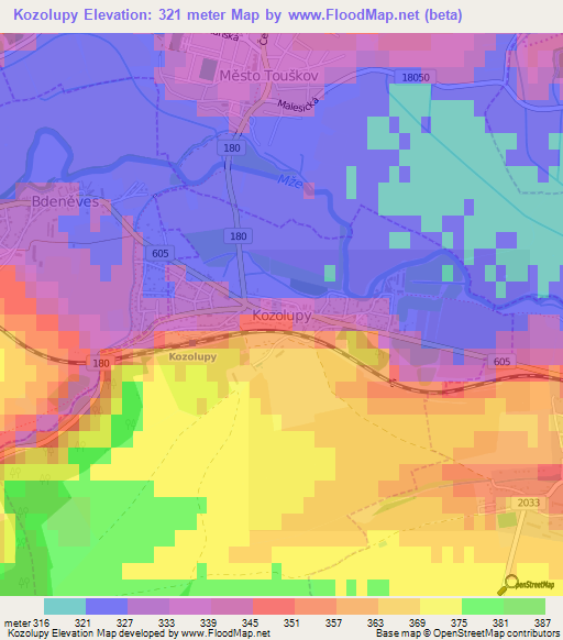 Kozolupy,Czech Republic Elevation Map