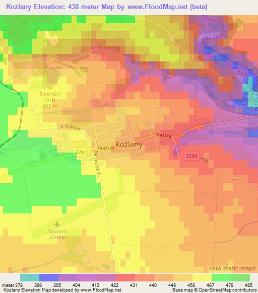 Kozlany,Czech Republic Elevation Map