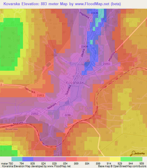 Kovarska,Czech Republic Elevation Map