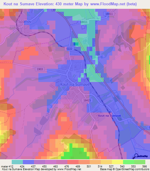 Kout na Sumave,Czech Republic Elevation Map