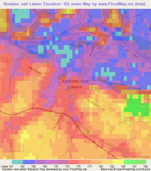 Kostelec nad Labem,Czech Republic Elevation Map