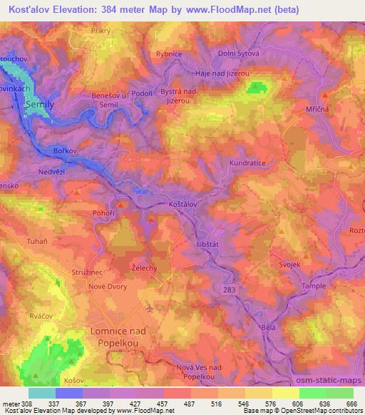 Kost'alov,Czech Republic Elevation Map