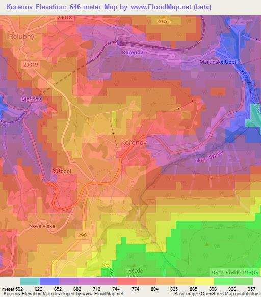 Korenov,Czech Republic Elevation Map